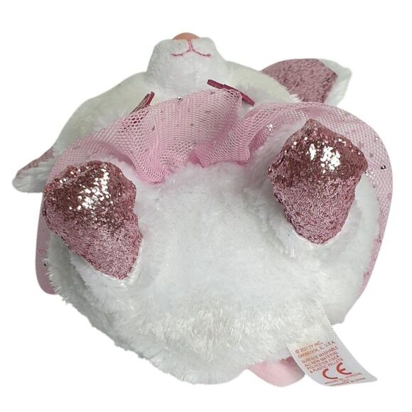 Ty Beanie Boos Nina Mouse Plush 7" White Pink Sparkly Ears Feet Glittered Accent - Picture 5 of 8